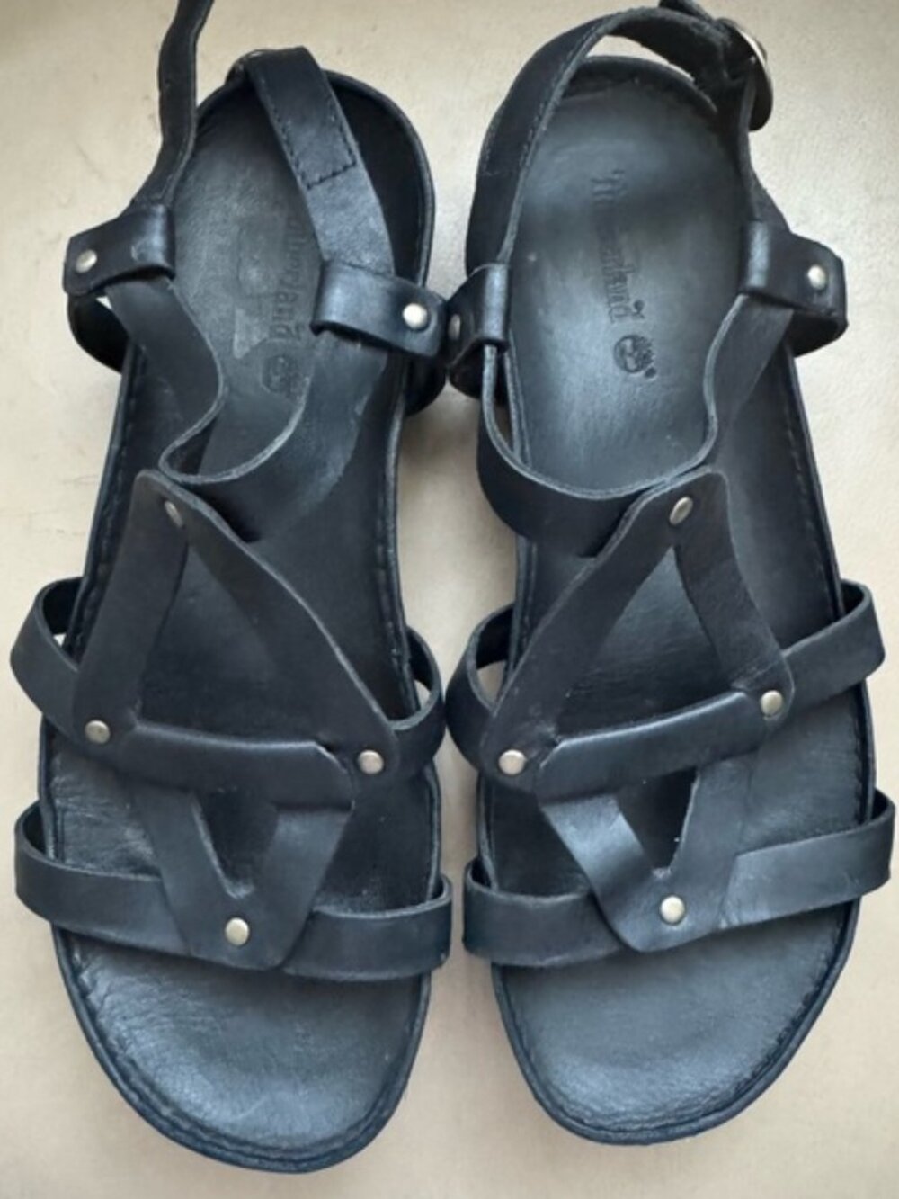 Timberland Black Leather Strapy Women’s Sandals Size 7 M
